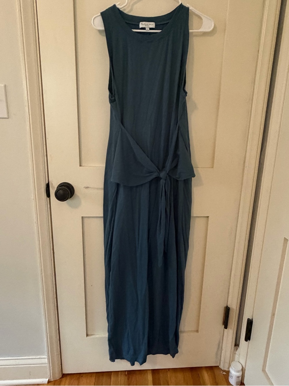 Teal Sleeveless Tie-Front Maxi Dress